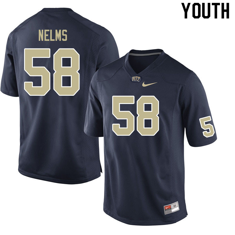 Youth #58 Bryce Nelms Pitt Panthers College Football Jerseys Sale-Navy